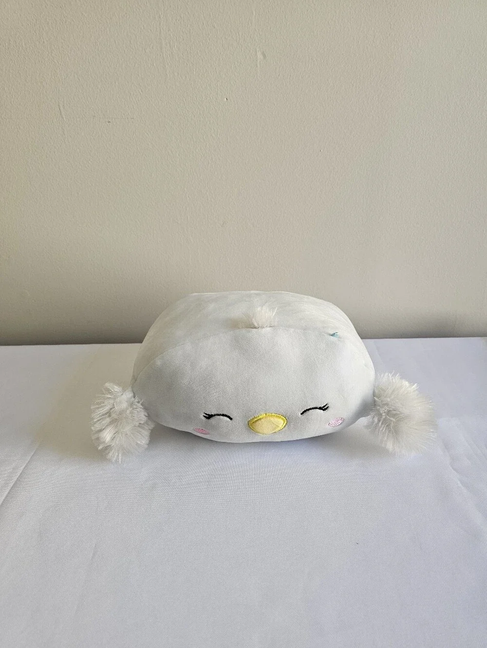 Squishmallows Light Gray Cat Plush Pillow with Pom Pom Ears